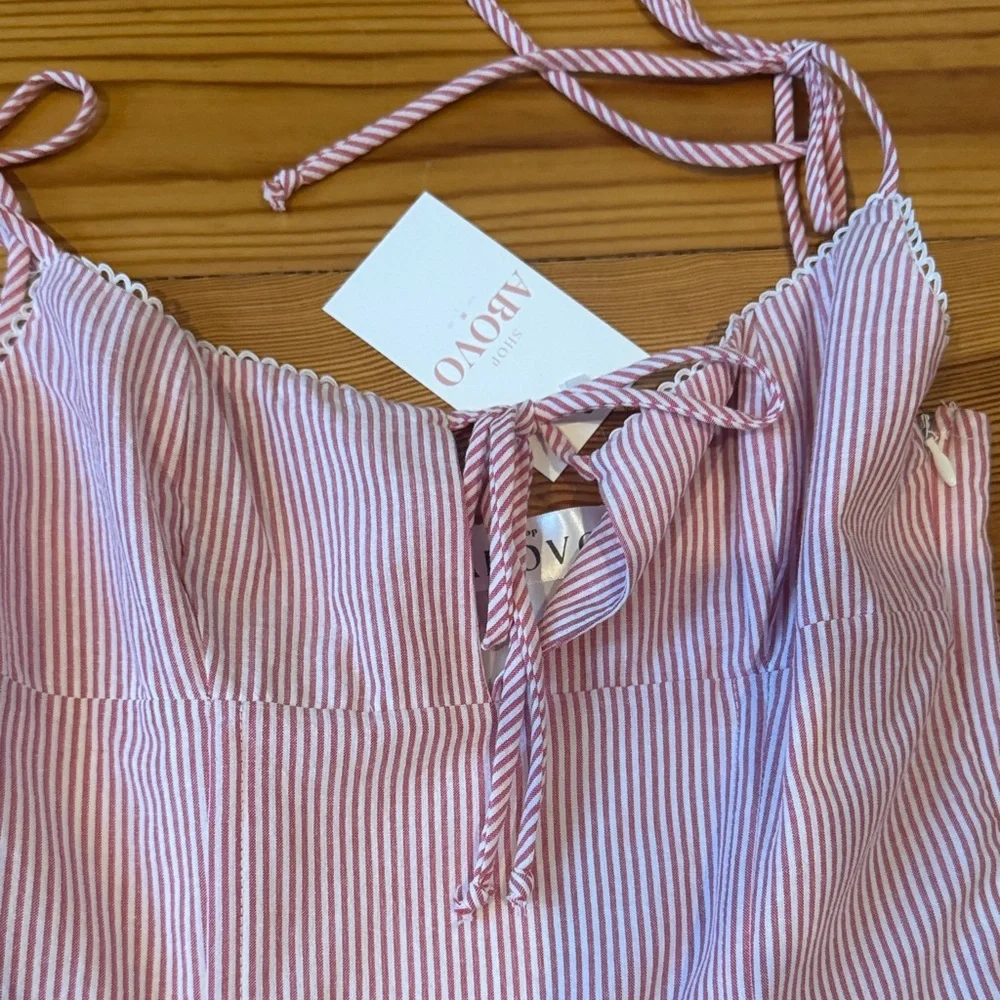 NWT ABOVO Pink Striped Dress with Tie Straps and keyhole - Picture 4 of 9